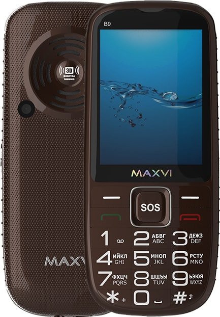 

Кнопочный телефон Maxvi B9 (коричневый)
