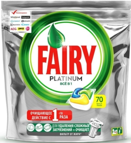

Капсулы для посудомоечной машины Fairy Platinum Lemon All in 1 (70 шт)
