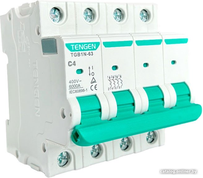 Выключатель автоматический Tengen TGB1N-63 4P 4A C 6kA 4M TGB1N-63-4-04C