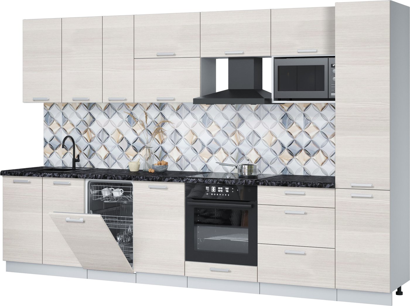 

Готовая кухня Интерлиния Мила Лайт 3.3-ПМ4 (вудлайн кремовый/вудлайн кремовый/кастилло темный)