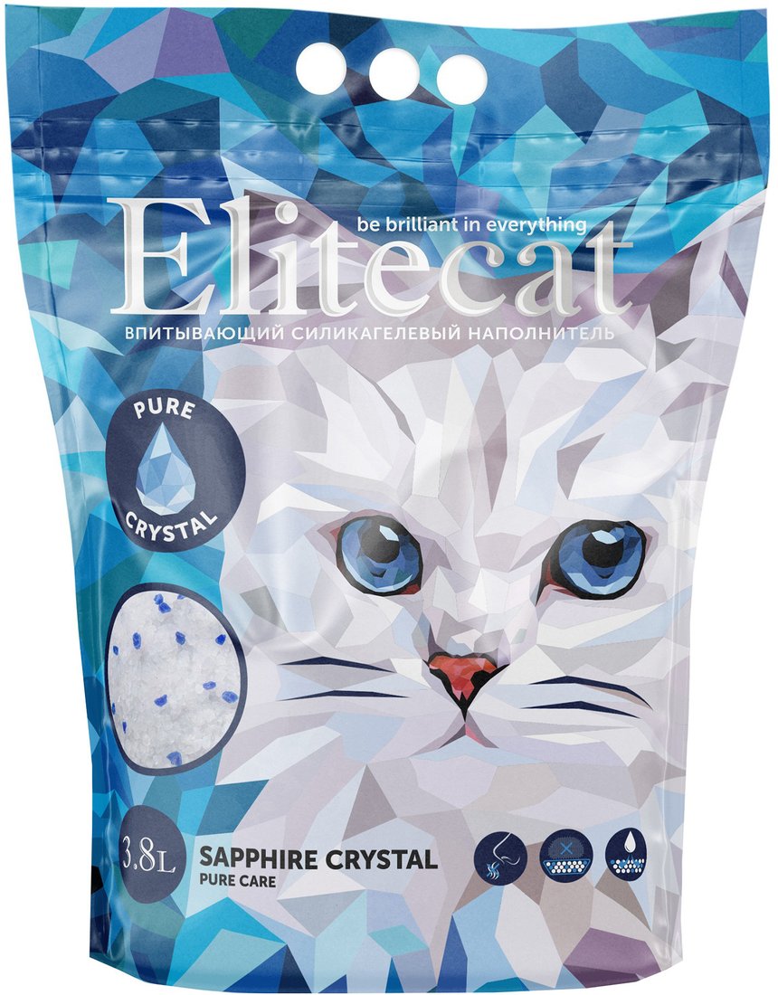 

Наполнитель для туалета EliteCat Sapphire Crystal Pure Care 3.8 л