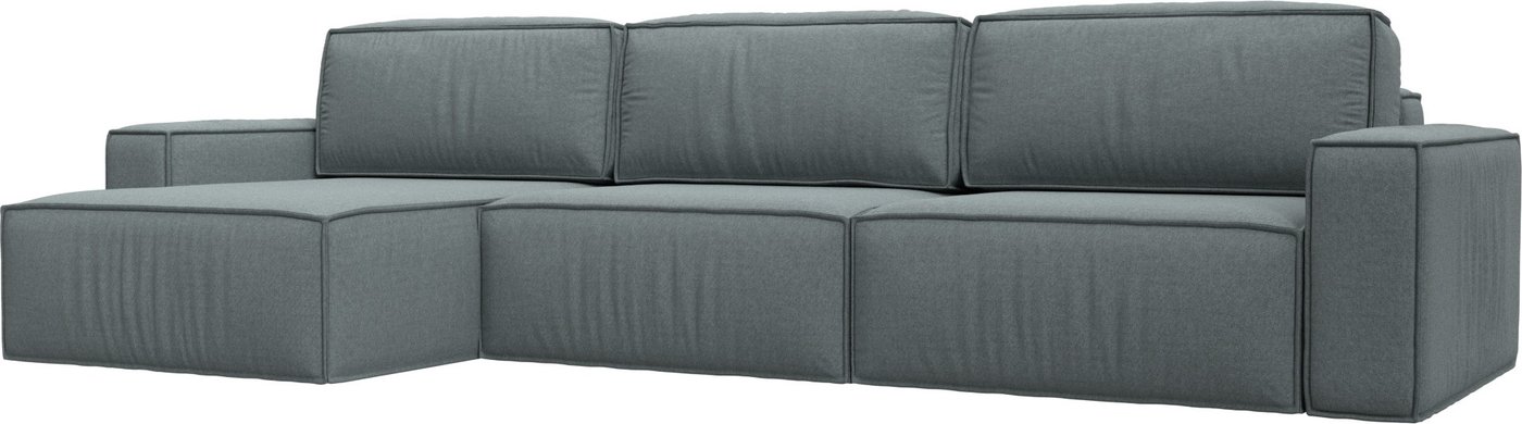 

Угловой диван Лига диванов Прага Классик лонг левый 124831L (рогожка амур серый)