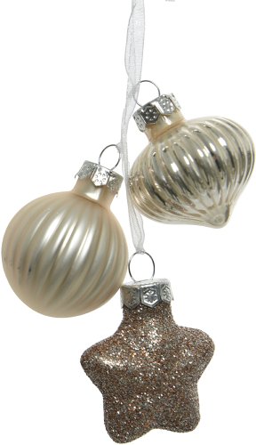 Елочная игрушка Albero Di Natale Стеклянные фигуры 3.5х4.11.5 см 121036-2 (жемчужный)