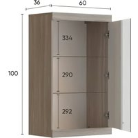 Шкаф-витрина Black Red White Linn Со стеклом 100x60x36 (ясень шимо/белый) в Борисове