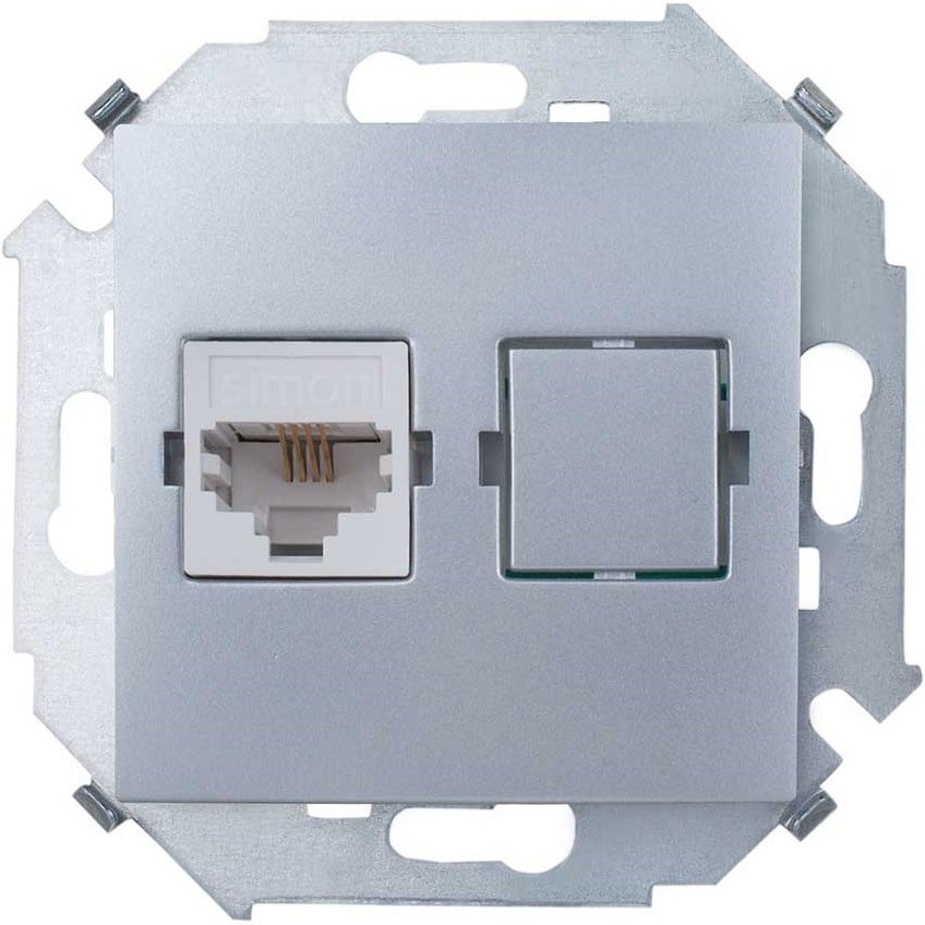 

Розетка телефонная Simon 1591480-033 (алюминий)