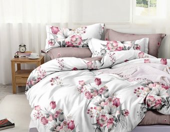 2-спальный комплект постельного белья Luxsonia Букет изыска Евро Ви27-342/220