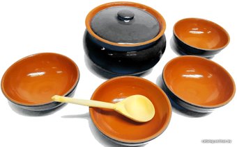 Горшочек Вятская керамика НБР КАШ Ч (черный янтарь)