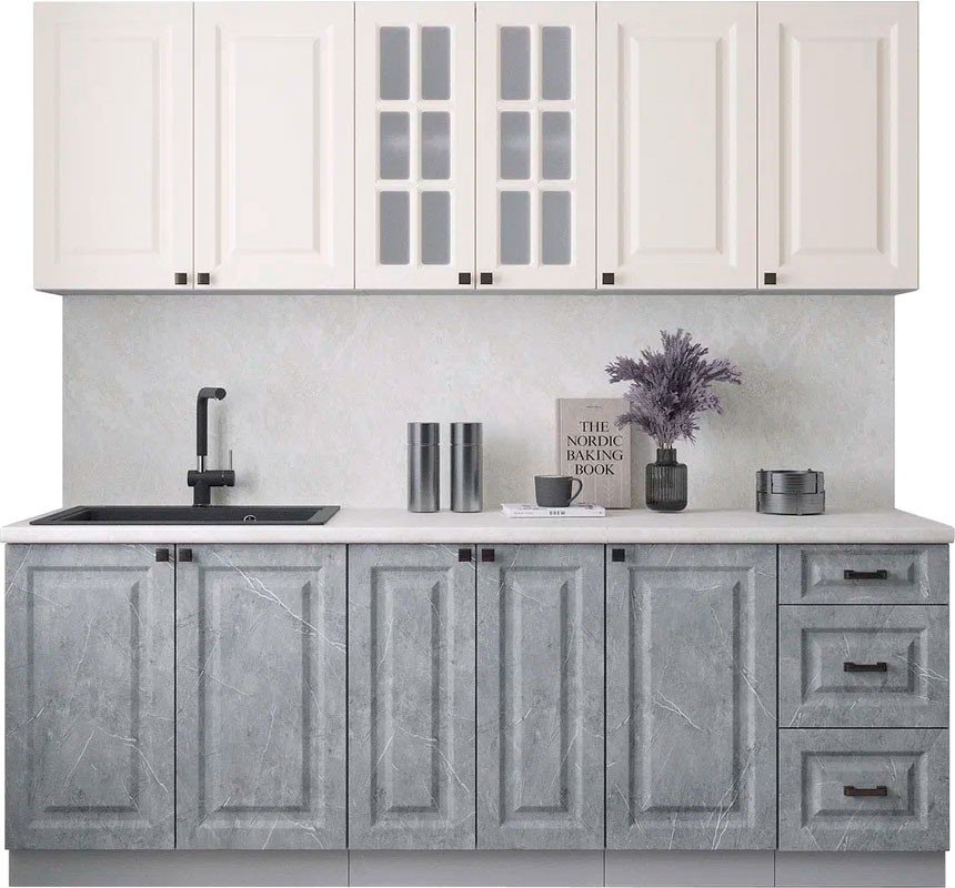 

Готовая кухня Интерлиния Мила Деко 2.2А (керамика/белый/опал светлый)