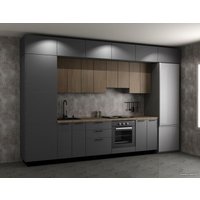 Готовая кухня ЗОВ Памела прямая 3.7 м (маренго/тик самоа верт)