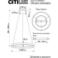 Припотолочная люстра Citilux Дуэт CL719401