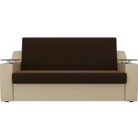 Диван Лига диванов Сенатор 120 106420 (микровельвет/экокожа, коричневый/бежевый)