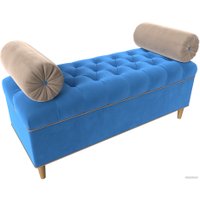 Банкетка Лига диванов Глория 113658 (велюр голубой/бежевый/бежевый)