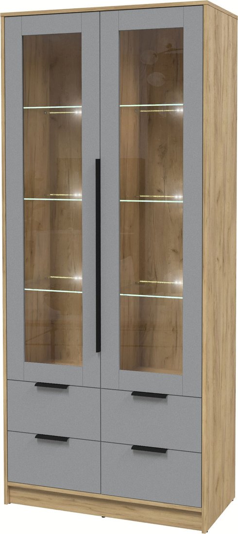 

Шкаф-витрина Интерлиния Концепт КТ-ШВ2 с подсветкой (серебро/дуб золотой)