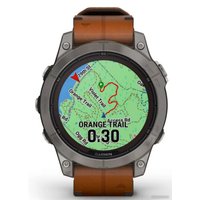 Умные часы Garmin Fenix 7 Pro Sapphire Solar (титан/каштановый, с кожаным и силиконовым ремешками)