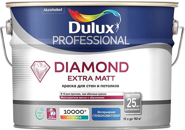 

Краска Dulux Professional Diamond Extra Matt 2.5 л (белый глубокоматовый)