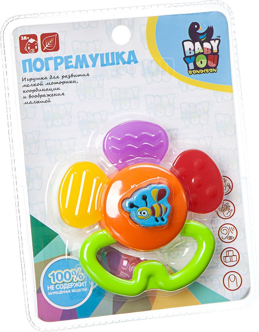 

Погремушка с прорезывателем Bondibon Baby You. Цветочек ВВ1785