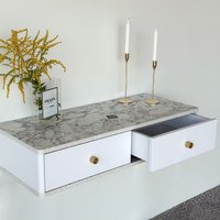 Туалетный столик без зеркала Shtabe Royal 5310 эко (мрамор каррара/р.золото)