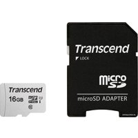 Карта памяти Transcend microSDHC 300S 16GB + адаптер