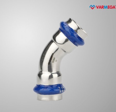 

Фитинг Varmega Угольник 45° двухраструбный Inox Press 15x15 VM712001515