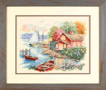 Набор для вышивания Dimensions Спокойный дом у озера 35230