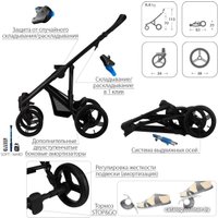 Универсальная коляска BEBETTO Magnum LUX (2 в 1, 195, черная рама)