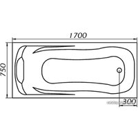 Ванна 1Марка Calypso 170x75 (с каркасом и ручками)
