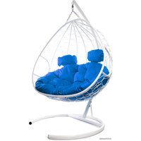 Подвесное кресло M-Group Для двоих 11450110 (белый ротанг/синяя подушка)