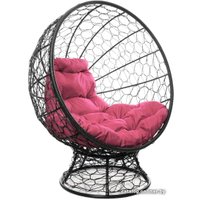 Кресло M-Group Кокос на подставке 11590408 (черный ротанг/розовая подушка)