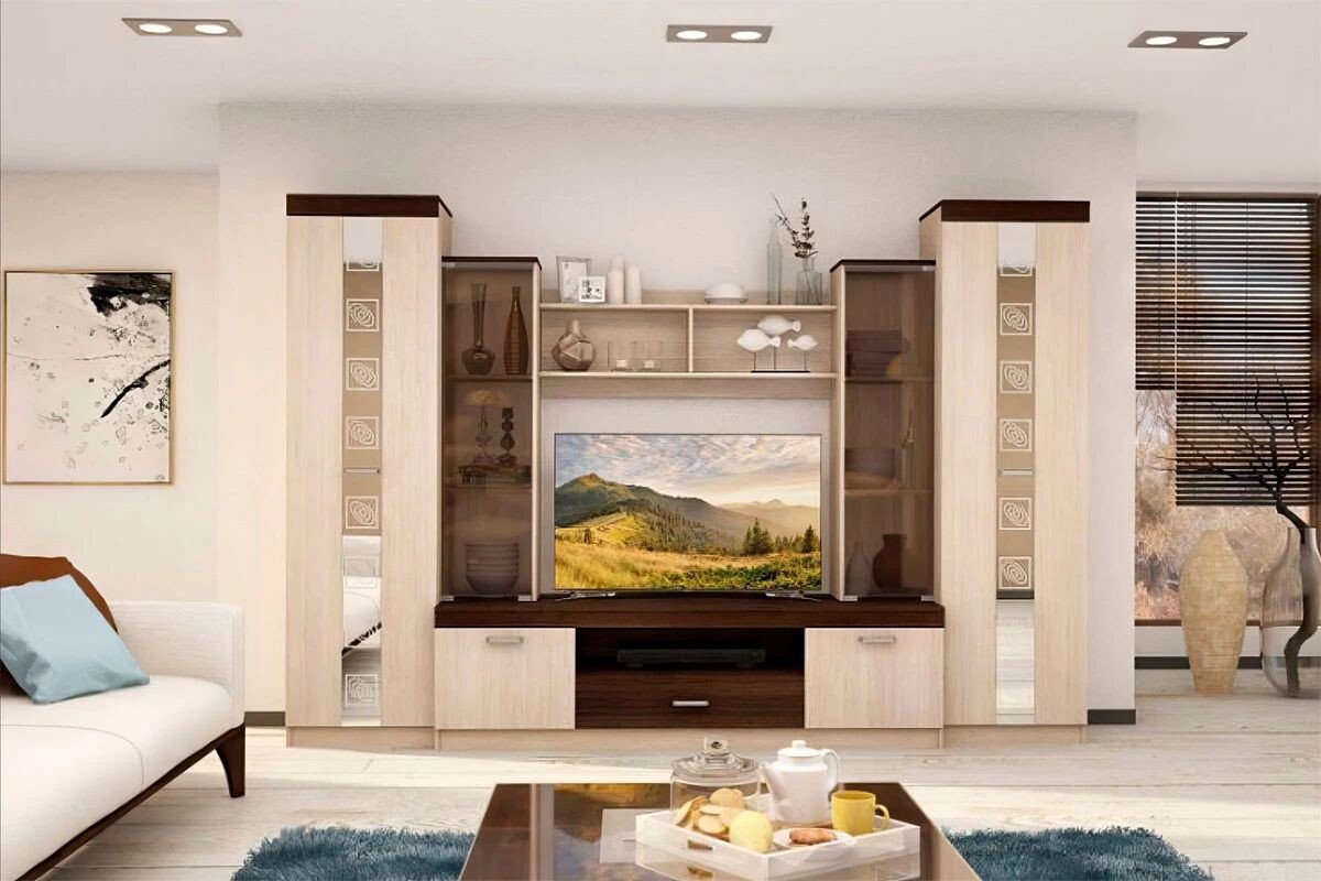 

Стенка Астрид-Мебель Палермо-4 (анкор белый/анкор темный)