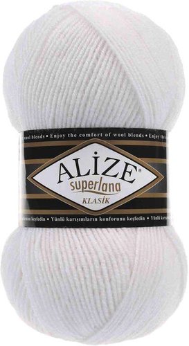 Пряжа для вязания Alize Superlana klasik 55 (280 м, белый)