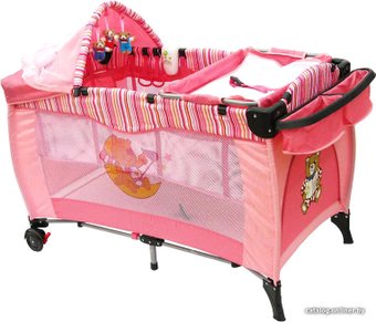 Манеж-кровать Baby Prestige Delux 2 уровня (розовый)