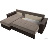 Угловой диван Лига диванов Дубай лайт левый (велюр коричневый/экокожа коричневый)