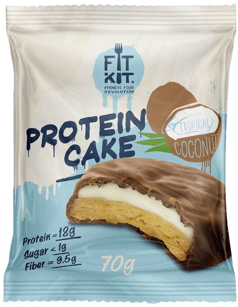 

Протеиновое пирожное FitKit Protein Cake (70 г, тропический кокос)