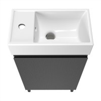  Wellsee Тумба под умывальник 3 в 1 WC Area 221802006 (тумба/матовый темно-серый, раковина/глянцевый белый, ножки/матовый черный)