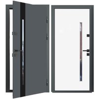 Металлическая дверь Guard Inox Black 2 96x205 (правая, Ral 7016/экосатин белый)