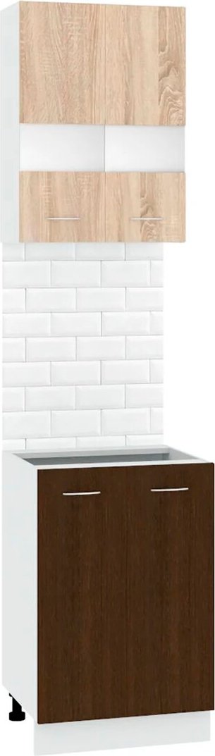 

Готовая кухня Кортекс-мебель Корнелия Экстра 50р2д без столешницы (дуб сонома/венге)