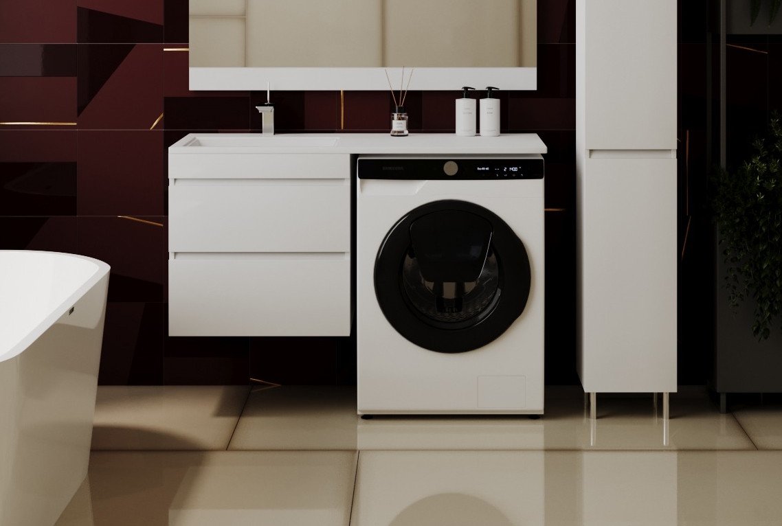 Symbolite Тумба с умывальником Даллас 120 Люкс Plus + Estetus Даллас 120x48 (подвесная, левый, белый)