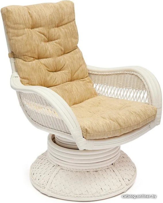 Кресло-качалка TetChair Andrea Relax Medium с подушкой (белый/рубчик кремовый)