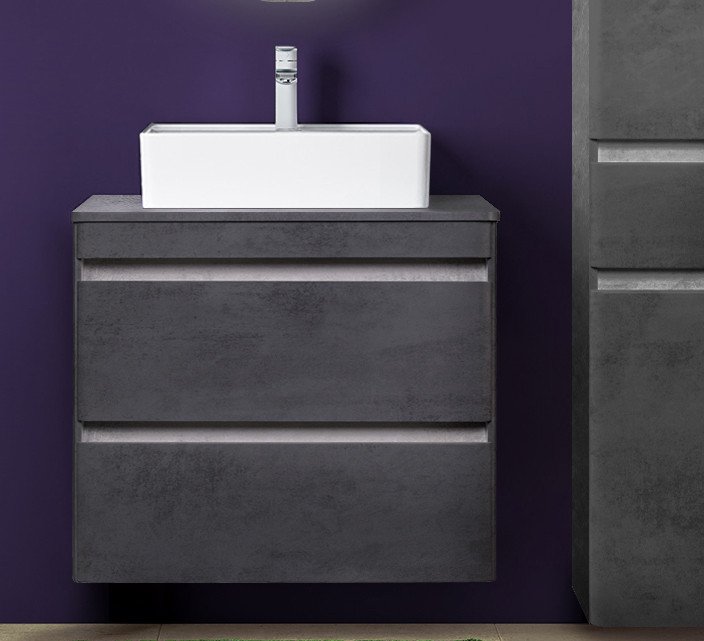 

Symbolite Тумба под умывальник Атлантика 60 Люкс Plus 2 ящика со столешницей (подвесная, бетон темный)