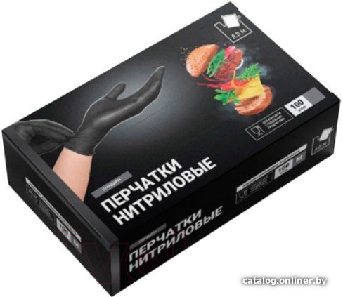 Нитриловые перчатки A.D.M SEMPB3 (L, 100шт, черный)