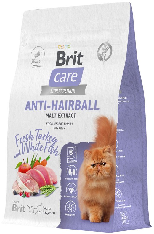 Сухой корм для кошек Brit Кеа Cat Anti-Hairball с белой рыбой и индейкой 400 г