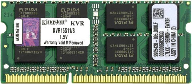 

Оперативная память Kingston ValueRAM 8GB DDR3 SO-DIMM PC3-12800 (KVR16S11/8)