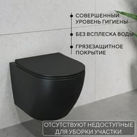 Унитаз подвесной Lauter Augsburg 21109EC + 9400414 (черный матовый с кнопкой смыва)
