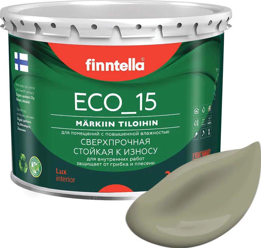 

Краска Finntella Eco 15 Khaki F-10-1-3-FL022 2.7 л (серо-зеленый)