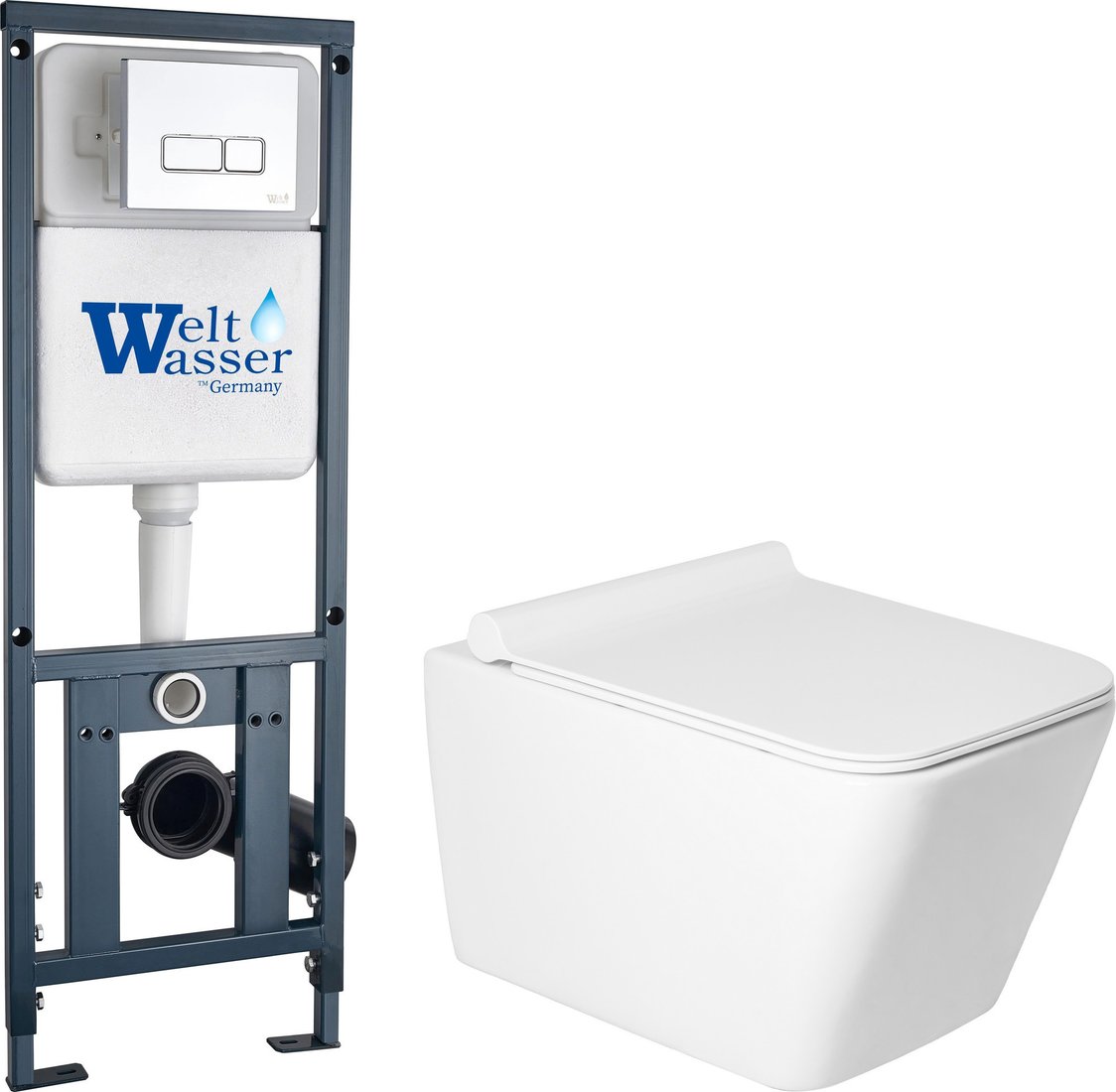 Унитаз подвесной Saniteco KW-9004W + Marberg 410 SE CR + Marberg 410
