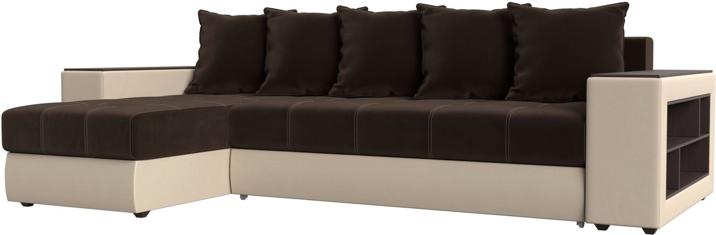 

Угловой диван Лига диванов Дубай левый 29108L (микровельвет коричневый/экокожа бежевый)