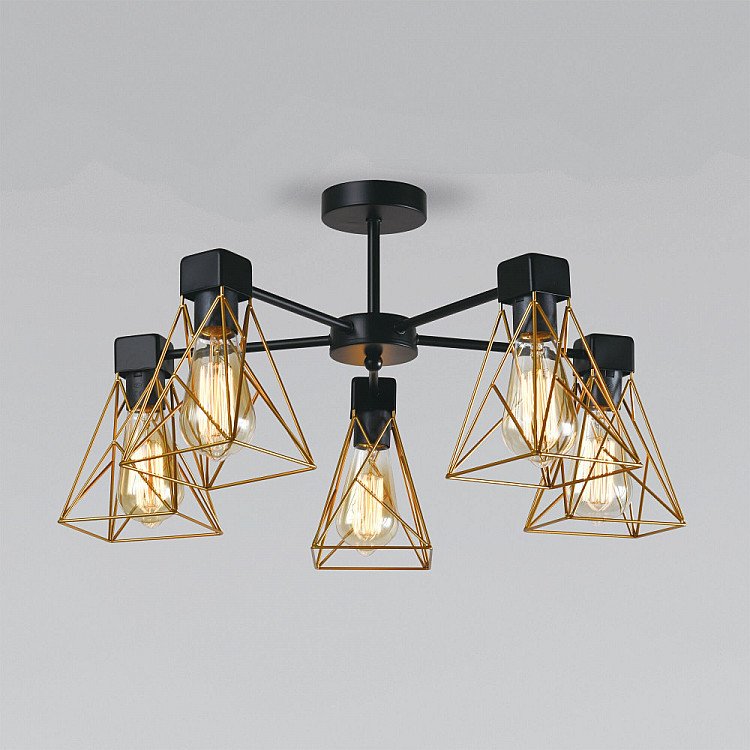 

Люстра средней высоты Евросвет Trappola 70107/5 черный/латунь