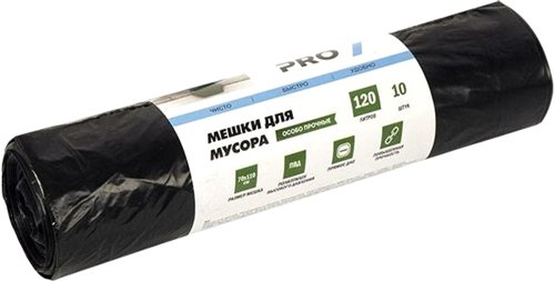 

Пакеты для строительного мусора 1-2-Pro 120 л ММВ12025-10 (10 шт, черный)