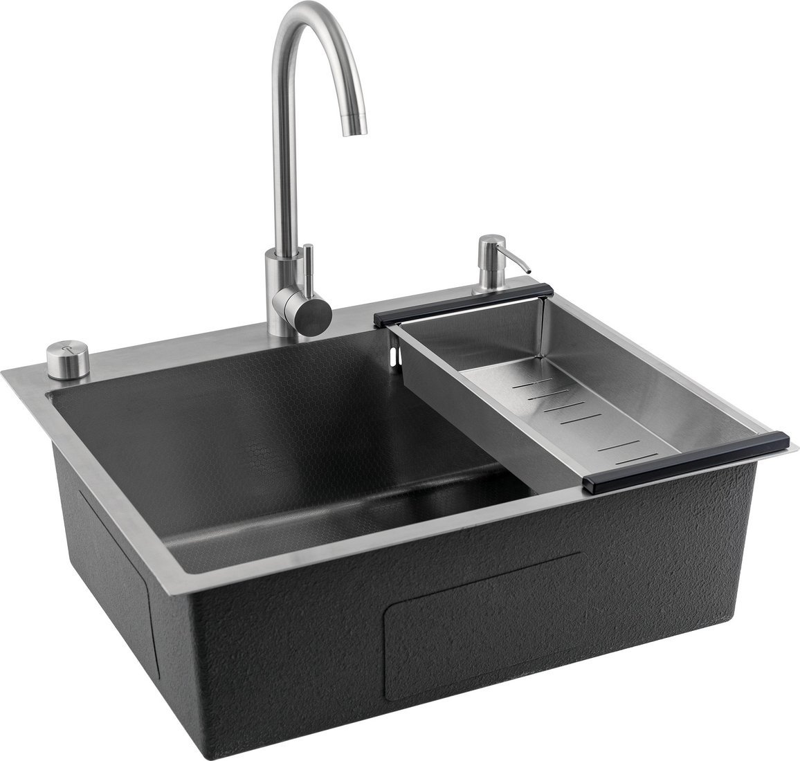 Кухонная мойка Futur FK 5550 Eco Embossing Pop-up Mixer plus (Satin)