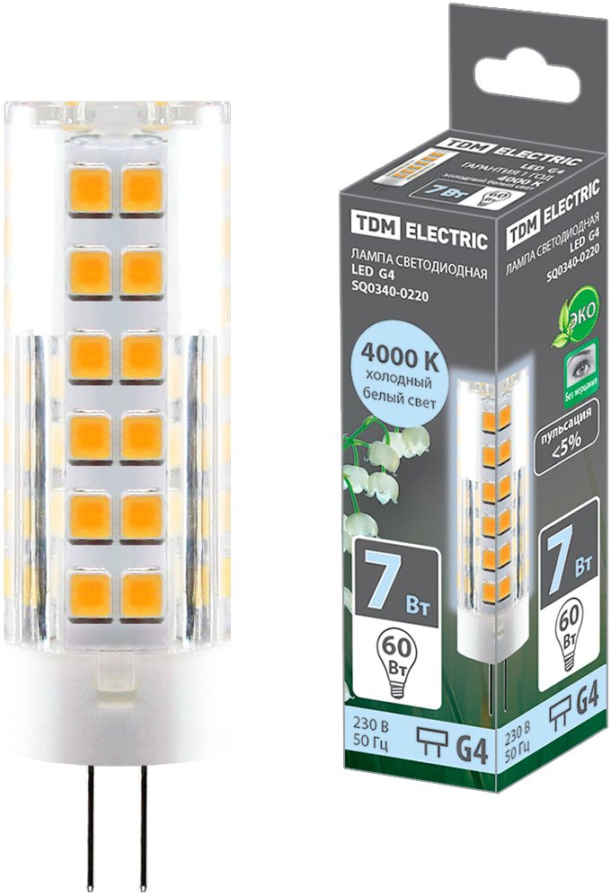 

Светодиодная лампочка TDM Electric G4-7 ВТ-230 В-4000 К SQ0340-0220
